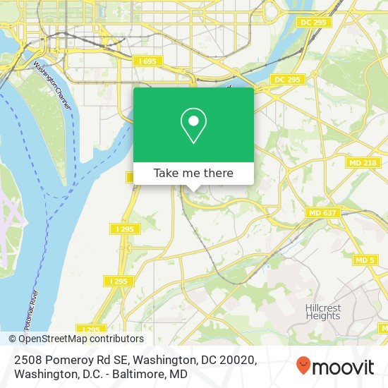 Mapa de 2508 Pomeroy Rd SE, Washington, DC 20020