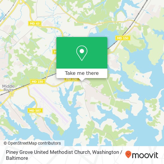 Mapa de Piney Grove United Methodist Church, 201 Bowleys Quarters Rd