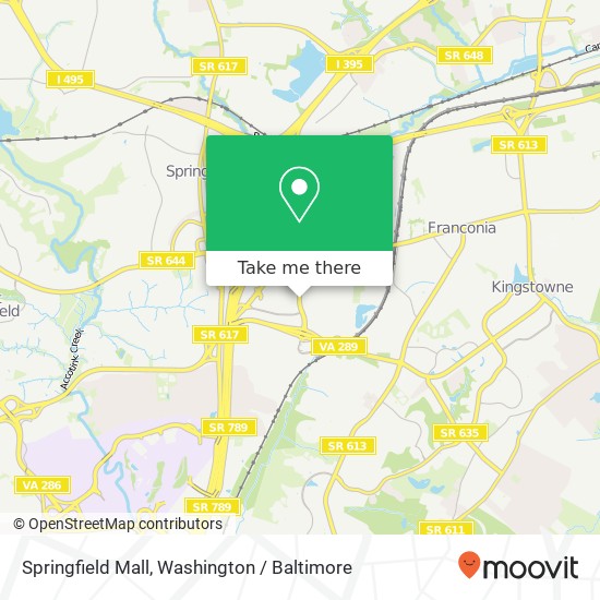 Springfield Mall, Springfield, <B>VA< / B> 22150 map