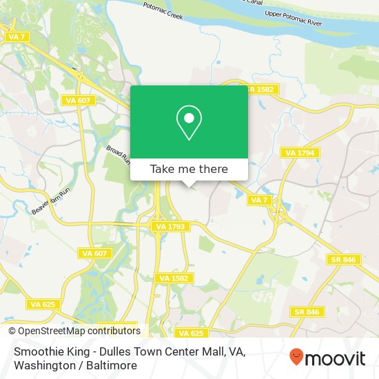 Mapa de Smoothie King - Dulles Town Center Mall, VA