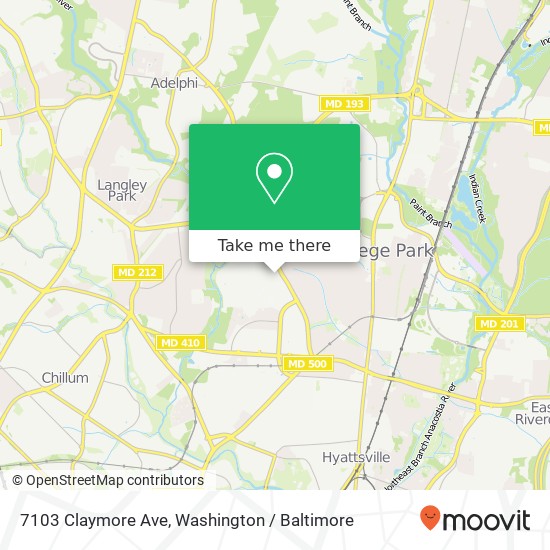 Mapa de 7103 Claymore Ave, Hyattsville, MD 20782