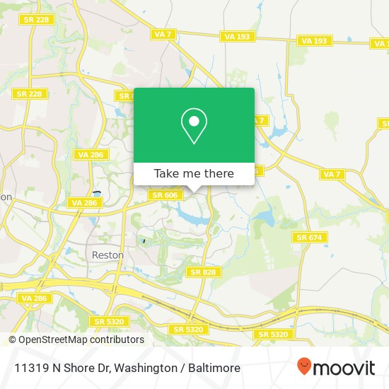 Mapa de 11319 N Shore Dr, Reston, VA 20190