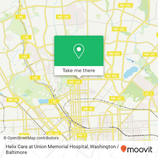 Mapa de Helix Care at Union Memorial Hospital, 3333 N Calvert St