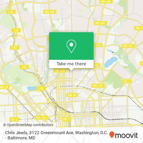 Mapa de Chils Jewls, 3122 Greenmount Ave