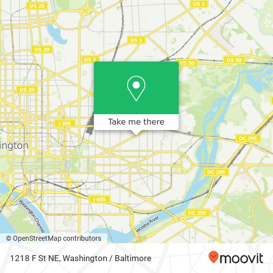 Mapa de 1218 F St NE, Washington, DC 20002