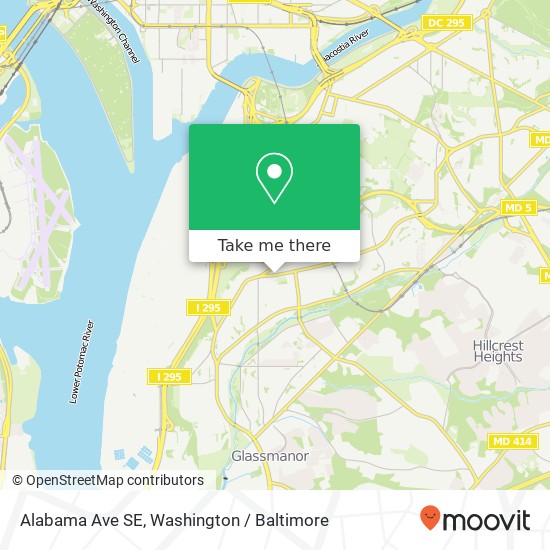 Mapa de Alabama Ave SE, Washington (Washington DC), DC 20032