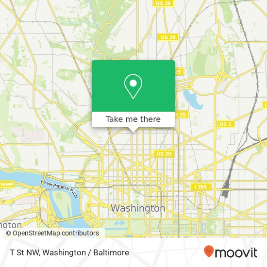 Mapa de T St NW, Washington, DC 20009