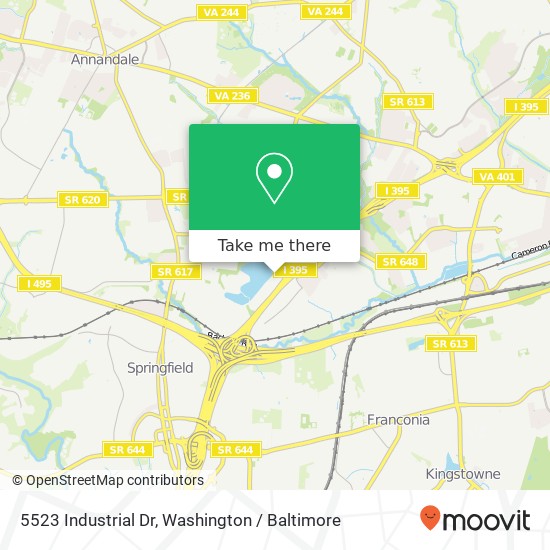 Mapa de 5523 Industrial Dr, Springfield, VA 22151