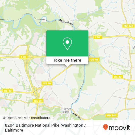 Mapa de 8204 Baltimore National Pike, Ellicott City, MD 21043