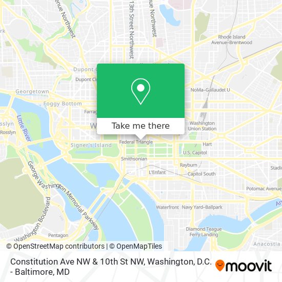 Constitution Ave NW & 10th St NW map
