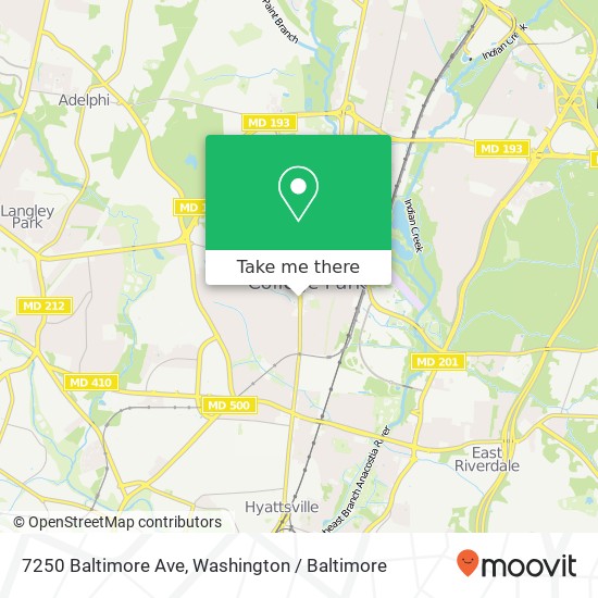 Mapa de 7250 Baltimore Ave, College Park, MD 20740