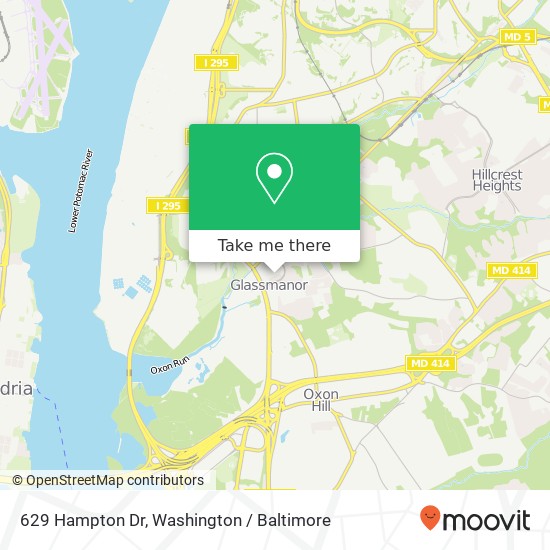 Mapa de 629 Hampton Dr, Oxon Hill, MD 20745