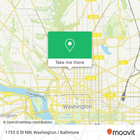 Mapa de 1755 S St NW, Washington, DC 20009