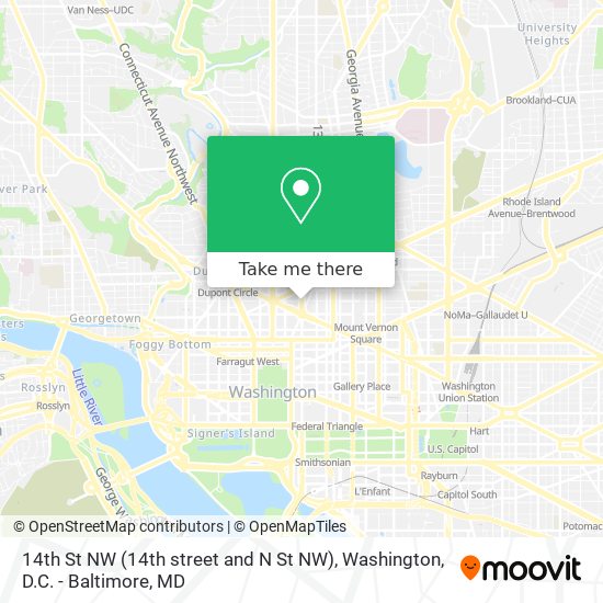 Mapa de 14th St NW (14th street and N St NW)