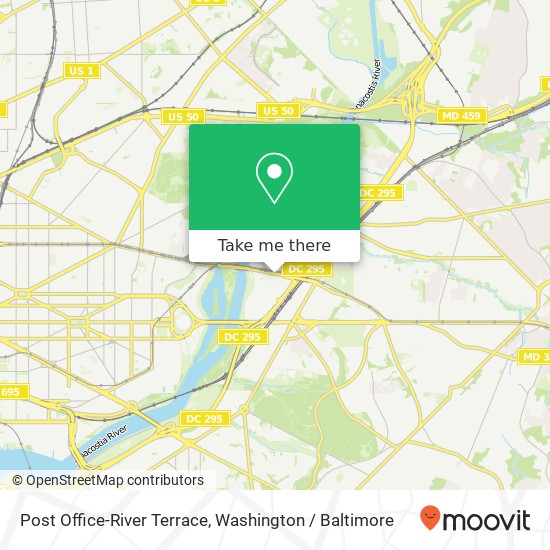 Mapa de Post Office-River Terrace, 3621 Benning Rd NE