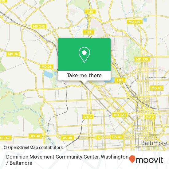 Mapa de Dominion Movement Community Center, 2423 Reisterstown Rd