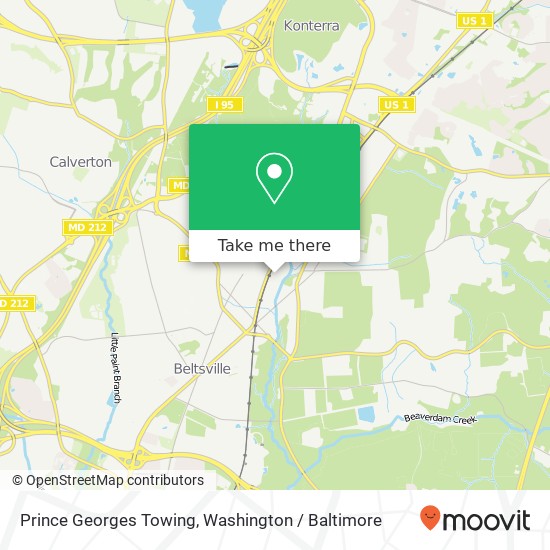 Mapa de Prince Georges Towing, 11504 E Maple Ave