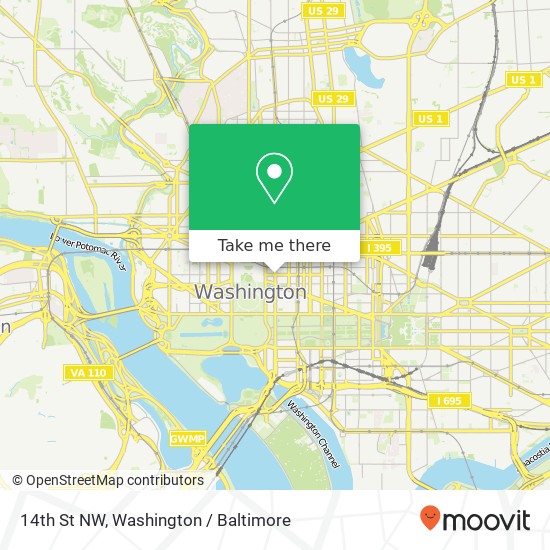 Mapa de 14th St NW, Washington, <B>DC< / B> 20004