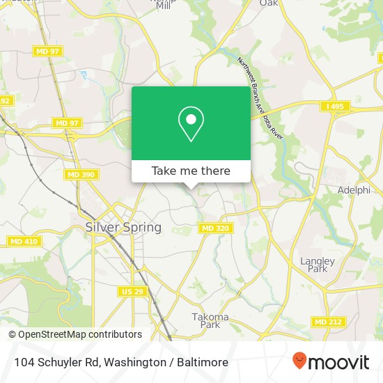 Mapa de 104 Schuyler Rd, Silver Spring, MD 20901