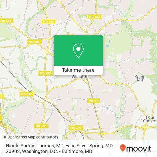 Mapa de Nicole Saddic Thomas, MD, Facr, Silver Spring, MD 20902