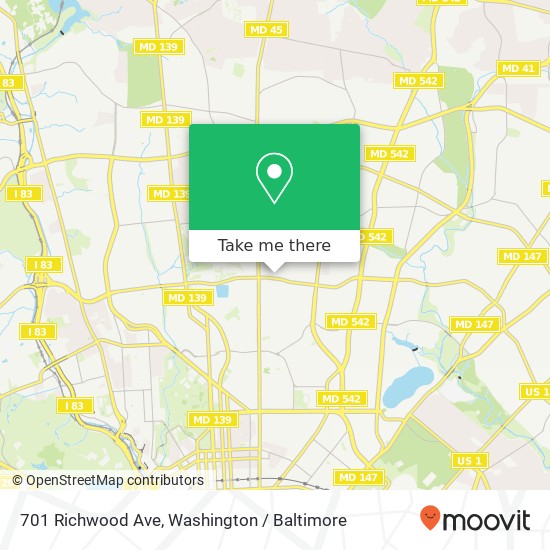 Mapa de 701 Richwood Ave, Baltimore, MD 21212