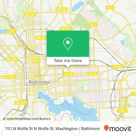 Mapa de 701,N Wolfe St N Wolfe St, Baltimore, MD 21205