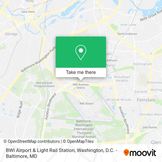 BWI Airport & Light Rail Station map