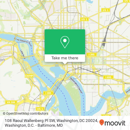 Mapa de 108 Raoul Wallenberg Pl SW, Washington, DC 20024