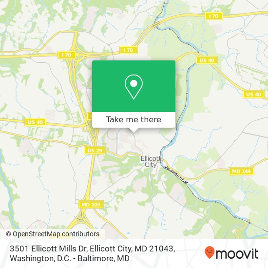 Mapa de 3501 Ellicott Mills Dr, Ellicott City, MD 21043