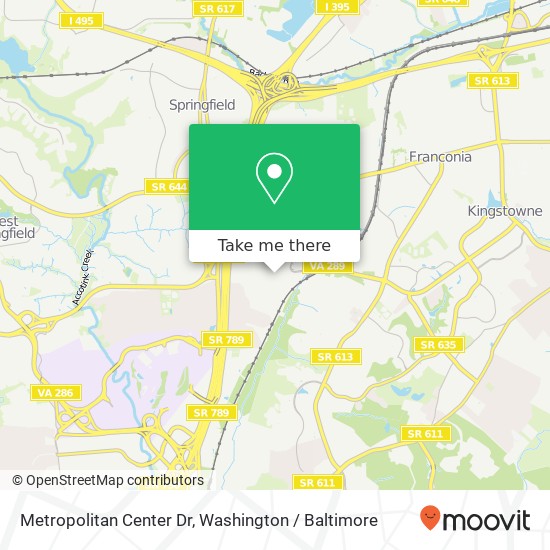 Mapa de Metropolitan Center Dr, Springfield, VA 22150