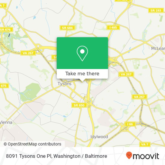 Mapa de 8091 Tysons One Pl, McLean, VA 22102