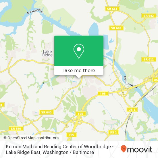 Mapa de Kumon Math and Reading Center of Woodbridge - Lake Ridge East, 2214 Tacketts Mill Dr