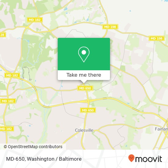 Mapa de MD-650, Silver Spring, <B>MD< / B> 20905