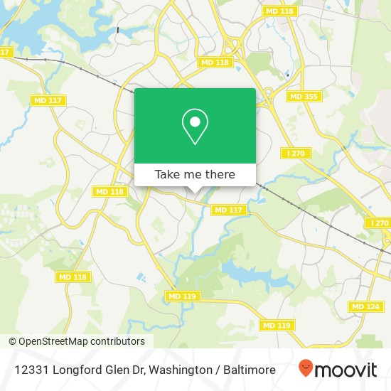 Mapa de 12331 Longford Glen Dr, Germantown, MD 20874