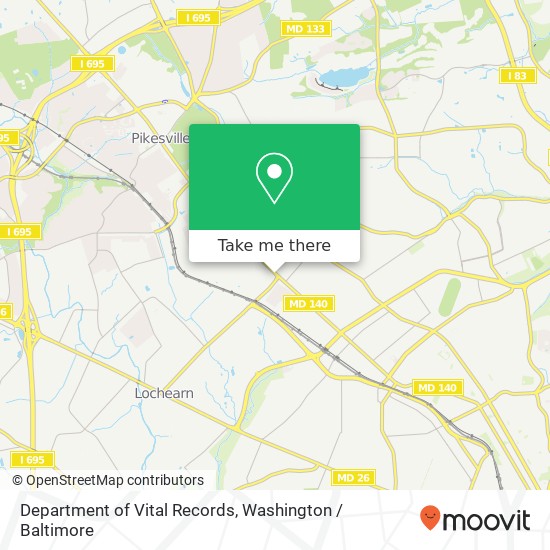 Mapa de Department of Vital Records, 6500 Reisterstown Rd