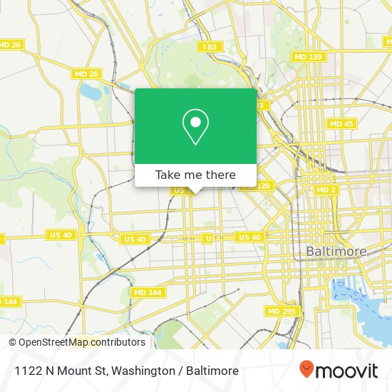 Mapa de 1122 N Mount St, Baltimore, MD 21217