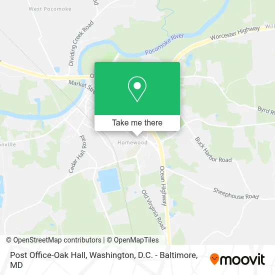 Post Office-Oak Hall map
