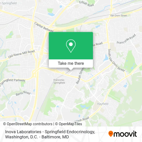 Inova Laboratories - Springfield Endocrinology map