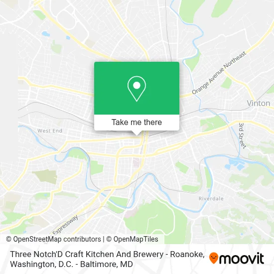 Three Notch'D Craft Kitchen And Brewery - Roanoke map