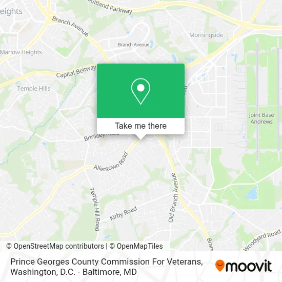 Prince Georges County Commission For Veterans map