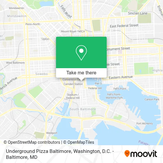 Underground Pizza Baltimore map