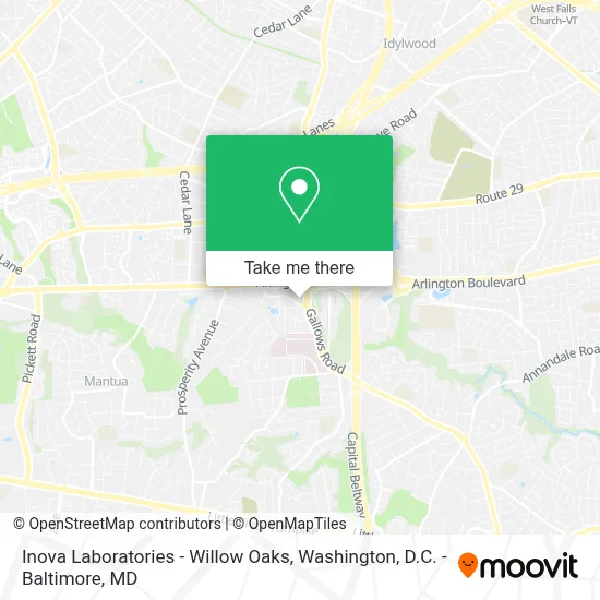 Inova Laboratories - Willow Oaks map