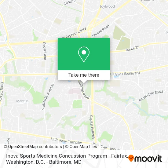 Inova Sports Medicine Concussion Program - Fairfax map