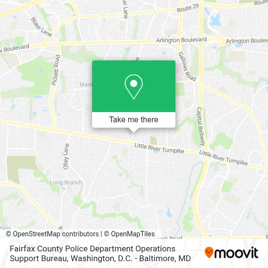 Fairfax County Police Department Operations Support Bureau map