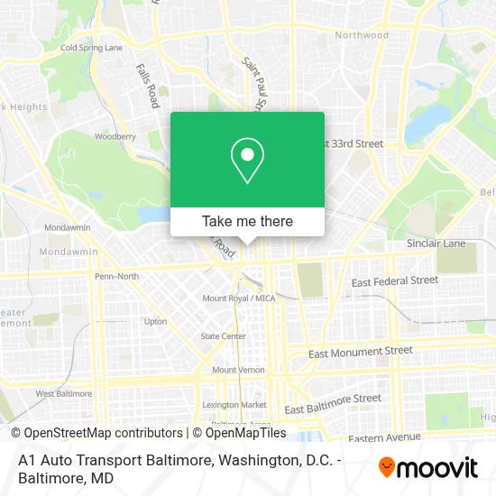 A1 Auto Transport Baltimore map