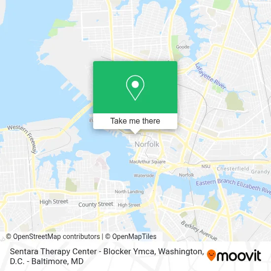 Sentara Therapy Center - Blocker Ymca map