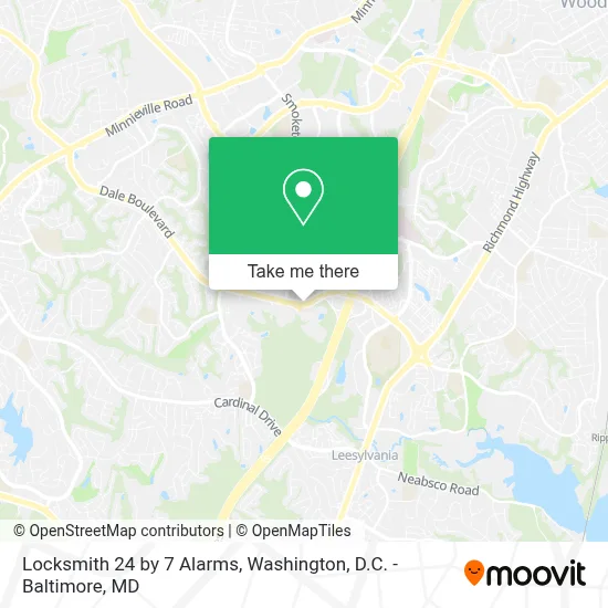 Locksmith 24 by 7 Alarms map