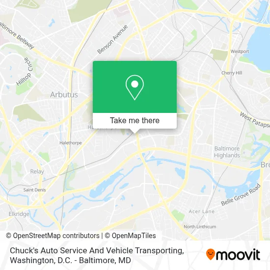 Chuck's Auto Service And Vehicle Transporting map