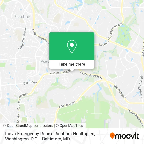 Inova Emergency Room - Ashburn Healthplex map