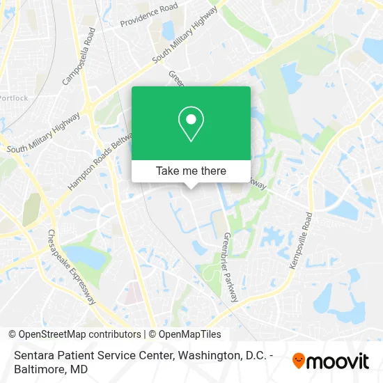 Sentara Patient Service Center map